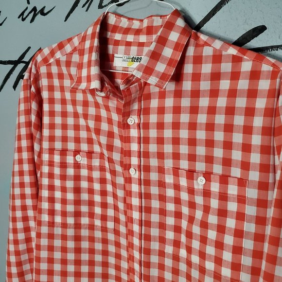 Vintage Mergers Red Buffalo Check Men's Long Sleeve Top, L - Picture 4 of 6